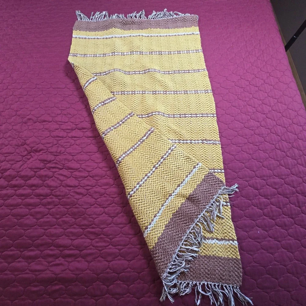Rug Mustard Yellow Brown White 44
